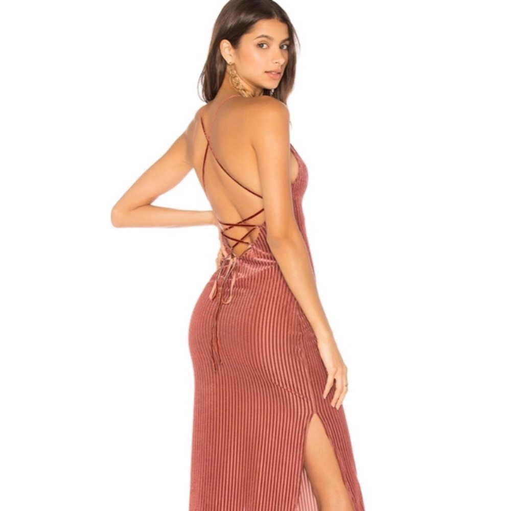 Dusty pink/red revolve midi dress